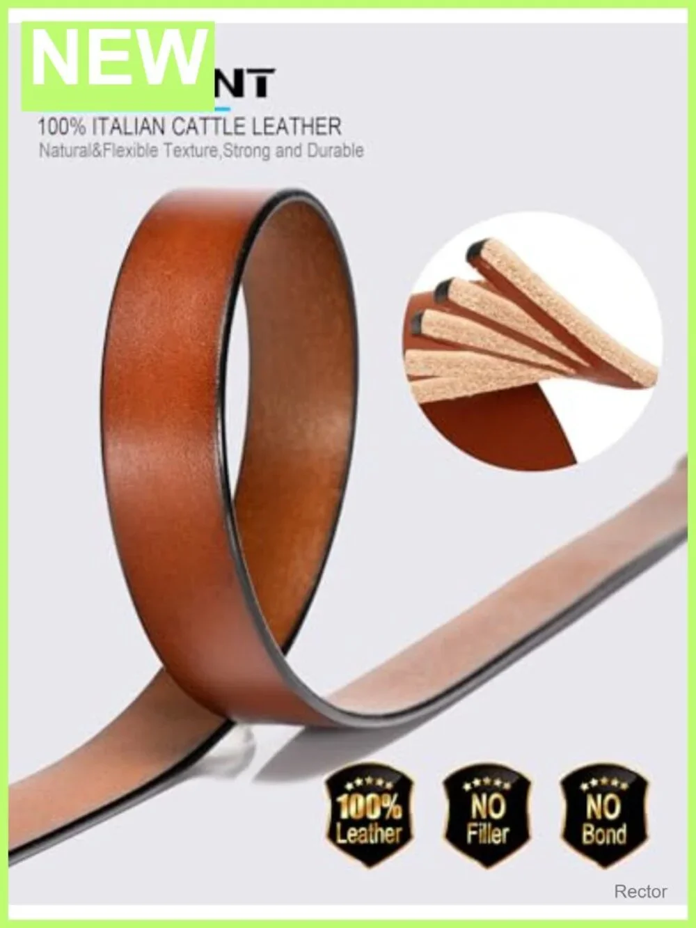 Italian Full Grain Leather Belt for Women Gold Buckle 1.1 Inch
